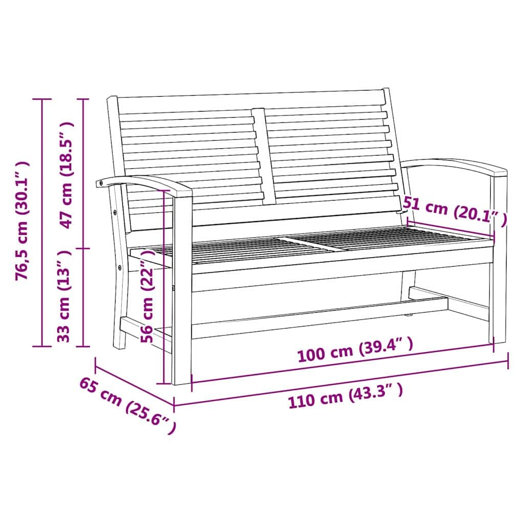 Banco de Jardín de Madera de Teca Maciza, Mueble Exterior Resistente a la Intemperie con Acabado Natural para Terraza o Patio, Asiento Rústico y Duradero, Fácil Ensamblaje