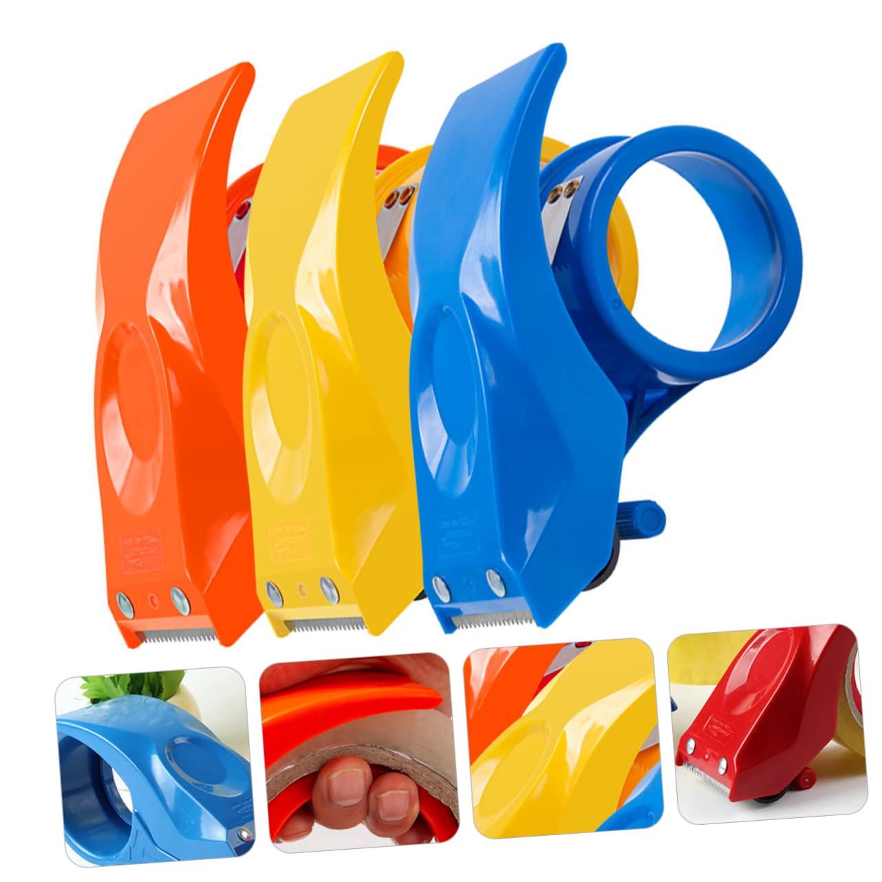 LALAFINA 3 Sätze Klebebandabroller Set Aus Kunststoff Tape Cutter Für Versand Und Verpackungsarbeiten Geeignet Für Breites Klebeband Einfaches Schneiden Und Handhabung 3 Stücke * 3
