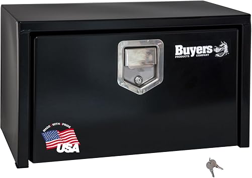Buyers Products 1703150 Steel Underbody Truck Tool Box 14 x 12 x 24 Inch, Black Powder-Coated 14 Ga Steel, Locking Stainless Paddle Latch, Drop Door, Weather-Resistant, Made in USA