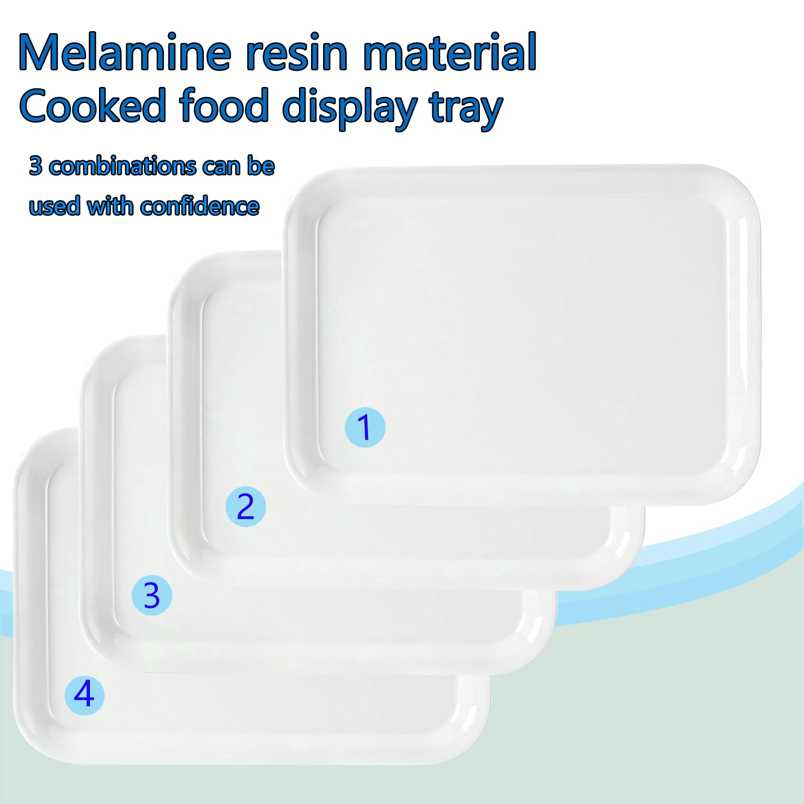 BAOWUABJ White Serving Platters, 25 * 18 * 1.5cm Size Serving Tray, 4 Pcs Reusable White Trays - Image 3