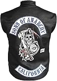 Men's SOA Motorcycle Biker Club Faux Leather Anarchy Vest (XXL)