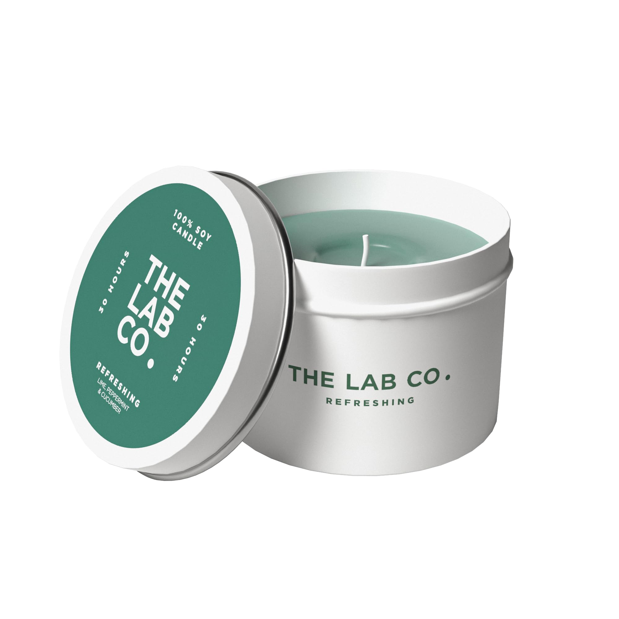 The Lab Co. Luxury Scented Candle | 30hrs Burn Time | Refreshing Fragrance with Lime, Peppermint and Cucumber | 100% Vegan Soy Wax | 180g Wax Weight