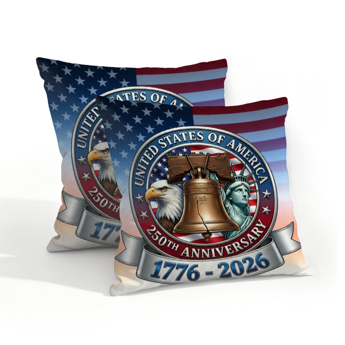 Outdoor Pillow Covers Waterproof Pillowcases 18x18in Set of 2 America Flag 250th Anniversary Decorative Throw Cushion Case for Couch Sofa Garden Patio Furniture