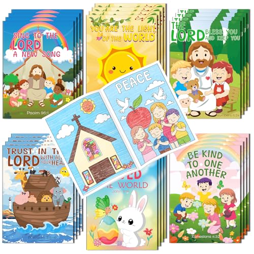Kalysky 24Pcs Mini Christian Bible Coloring Books Bulk for Kids,