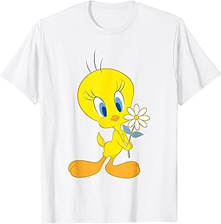 Looney Tunes Cute Tweety Bird Holding A Flower Logo T-Shirt