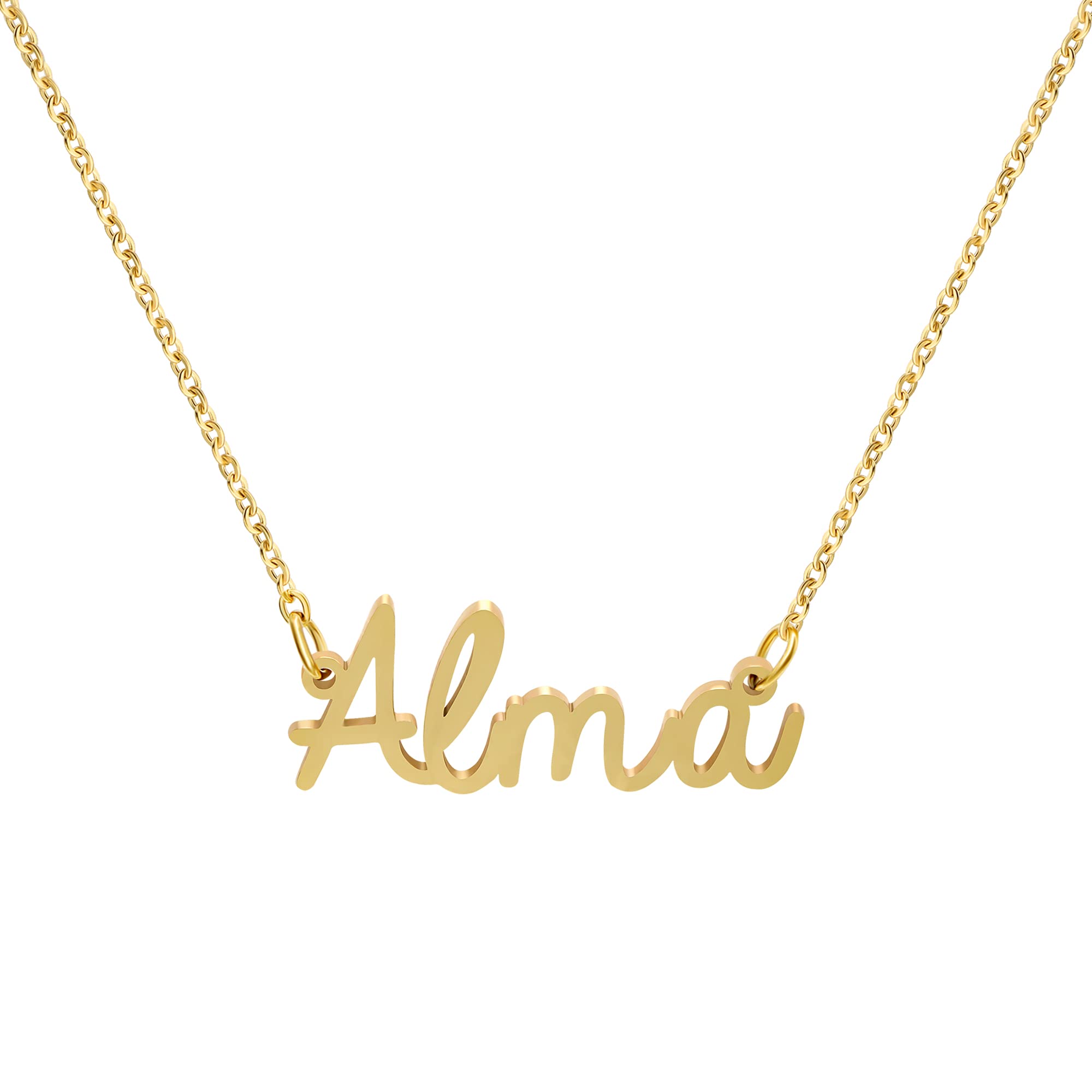 Yiyang Collier avec nom personnalisé plaqué or 18 carats - Pendentif en acier inoxydable - Cadeau d'anniversaire pour fille
