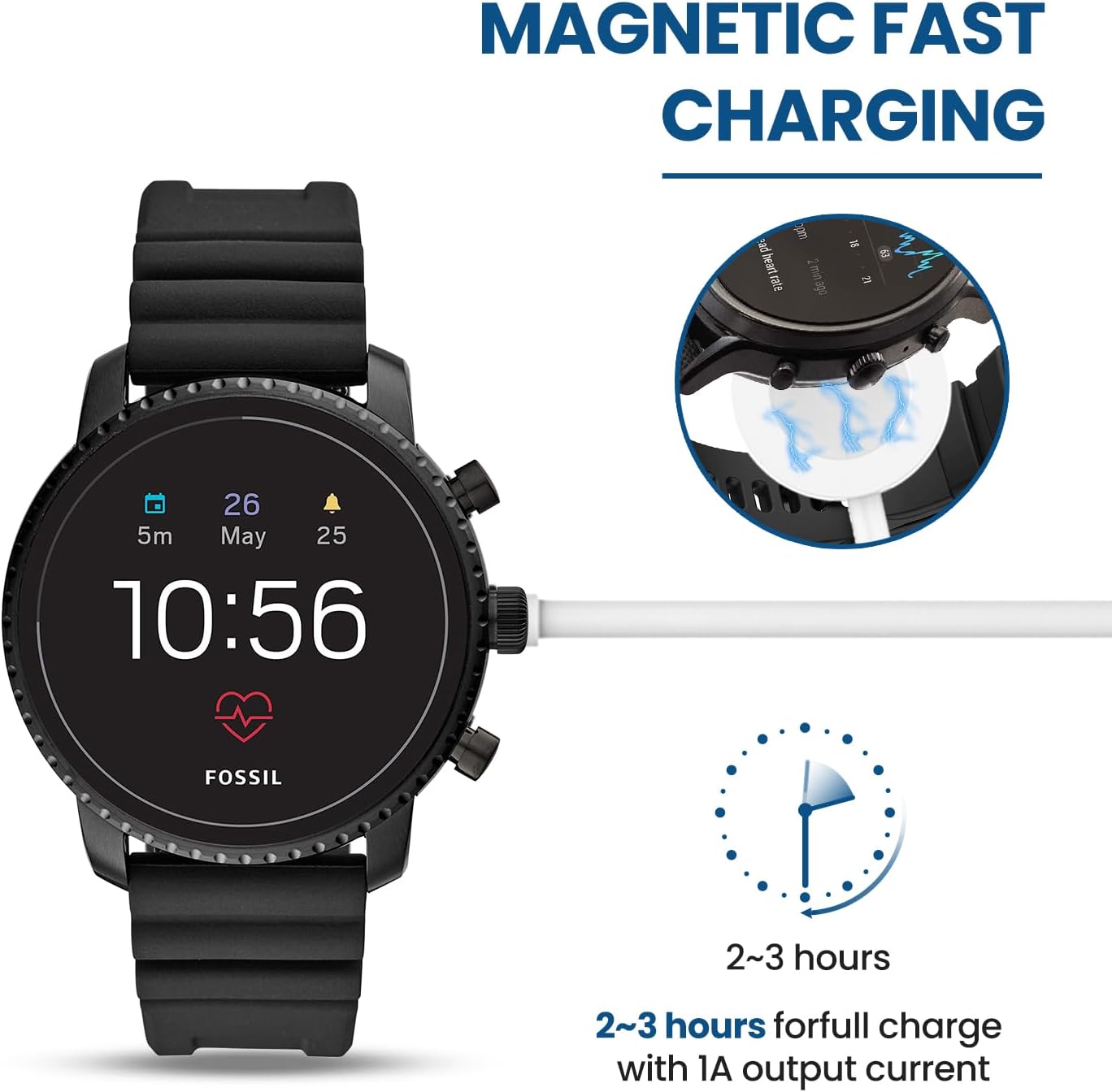 Compatible with Michael Kors Gen 4/Gen 5/Gen 6 Smart Watch Charger, 3.3ft Replacement Magnetic Charger for Michael Kors Gen 5E MKGO, Gen 5 Lexington/Bradshaw, Gen 4 Runway/Sofie/MKGO (White) image 4