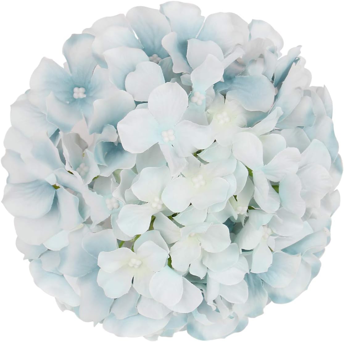 Flojery Silk Hydrangea Heads Artificial Flowers Heads with Stems for Home Wedding Decor,Pack of 10 (Lake Blue) - Image 3