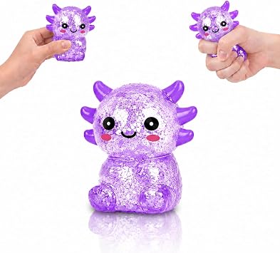 Axolotl Squishy Toy, Soft Slow-Rising Fidget Stress Toy, Cute Squeeze Sensory Toy for Kids Adults, Handheld Anxiety Relief & Focus Toy Purple