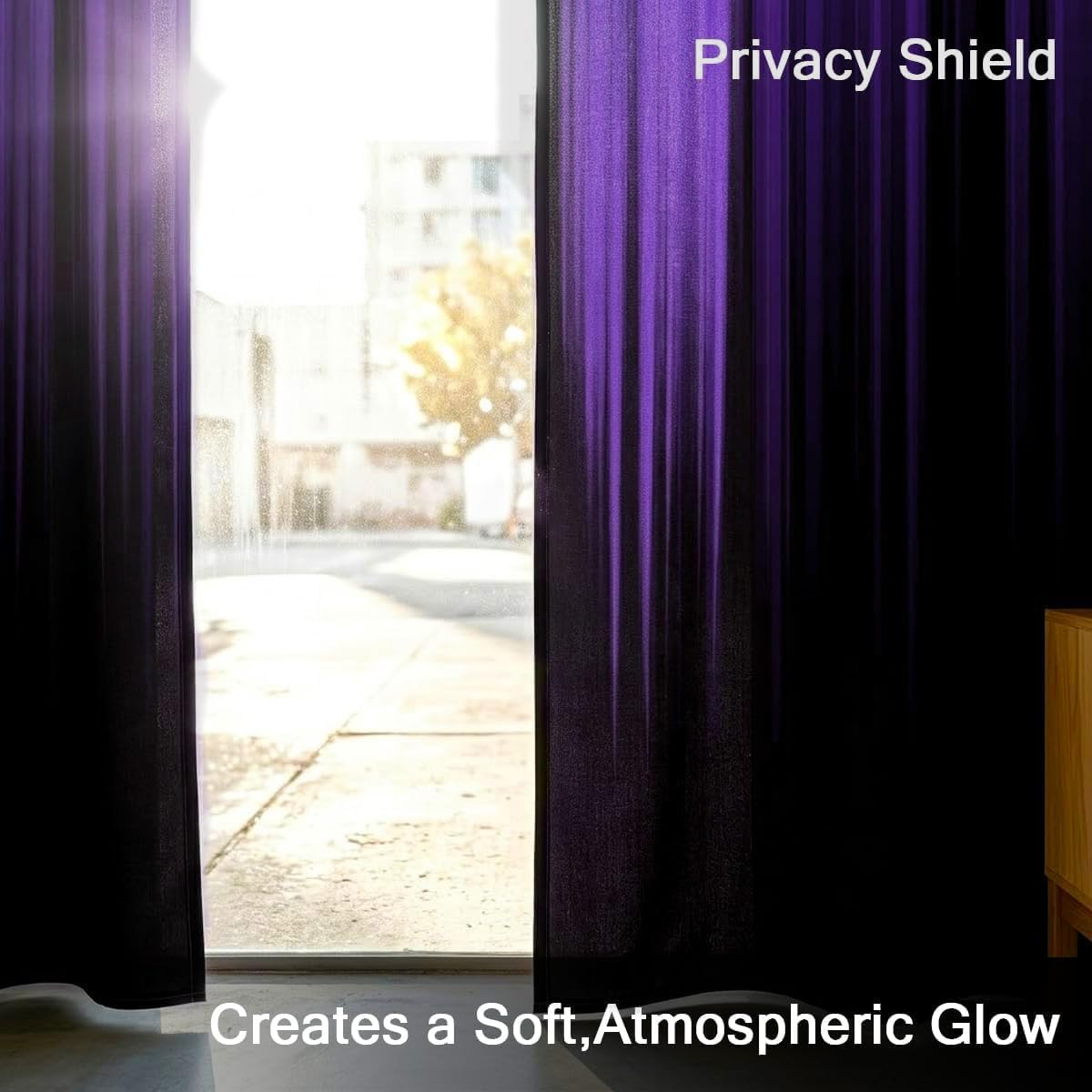 AAtter Purple and Black Window Curtains, Ombre Wide 52" W x 63" L, 2 Panels image 3