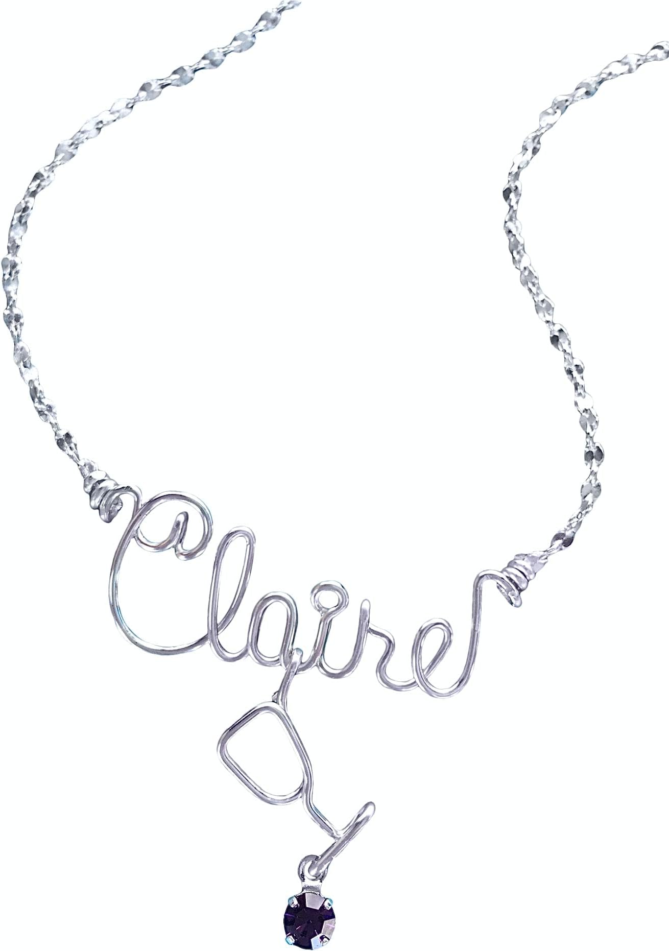 Personalized Wire Name Necklace or Anklet~Silver or Gold~Wine Glass~Martini Glass~Any Name~Perfect handcrafted gift for the martini or wine lover