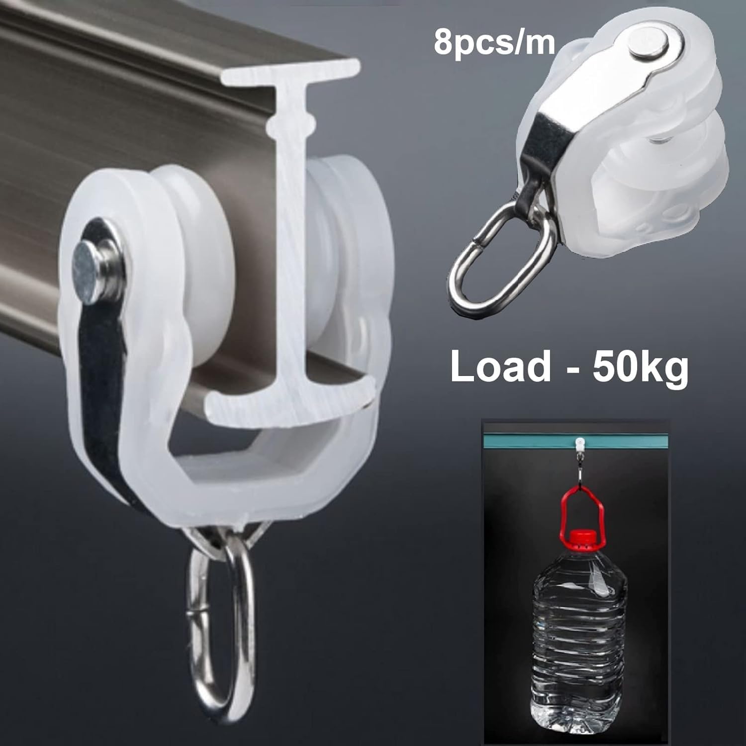 REMYS Champagne Sliding Curtain Track, Aluminum Alloy Curtain Rail Gliders for Bedroom/Shower/RV, Double Tracks System(Wall Mount,3.5m/11.5ft)