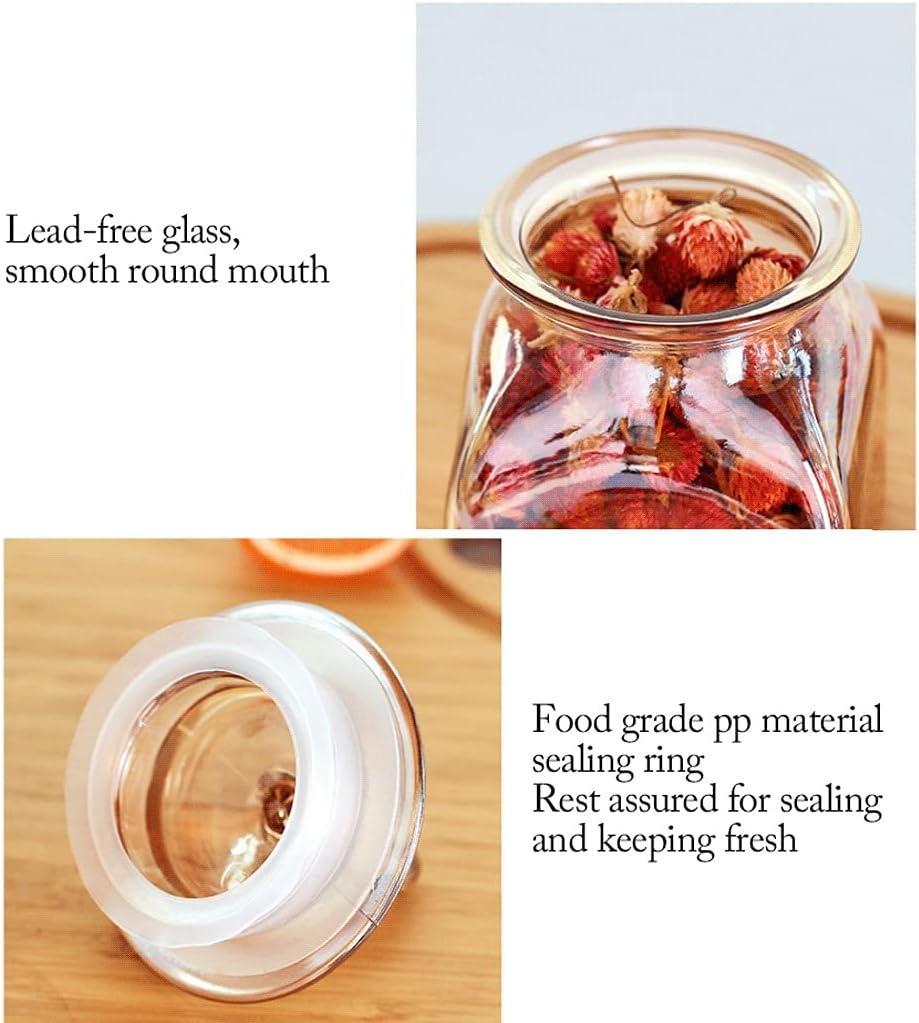 Kitchen jars for counter Square Glass Sealed Jar Set Of 2 Food Storage Jar Container With Clear Lid Kitchen Organization Canisters For Kimchi Coffee，660ml X2