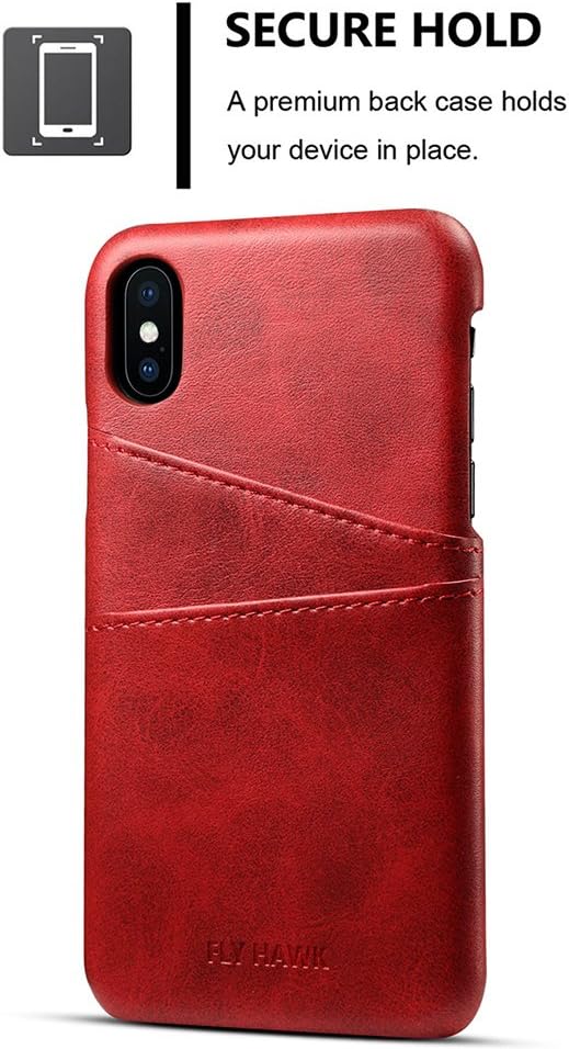 Slim Wallet Case Compatible iPhone Xs/X, Thin PU Leather Back Case Cover Credit Card Holder Purse Business Card Slots for Apple iPhone 10s/iPhone 10 Red