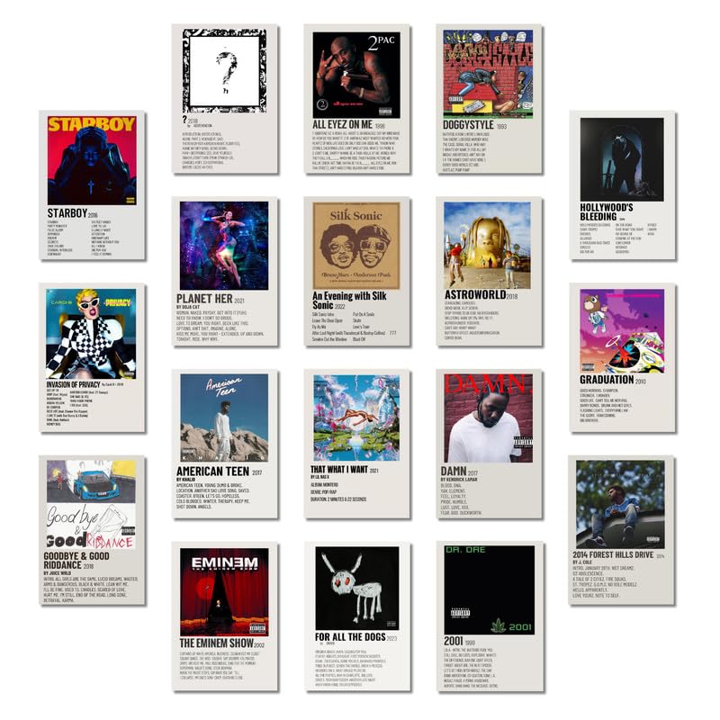 Image of Hip-Hop Song Posters Pack of 18 (14.8 x 10.5 cm) 300 GSM | Minimalist Poster Set | Room Decor | Pinterest Wall Posters | Aesthetic Collage Kit | Wall Prints