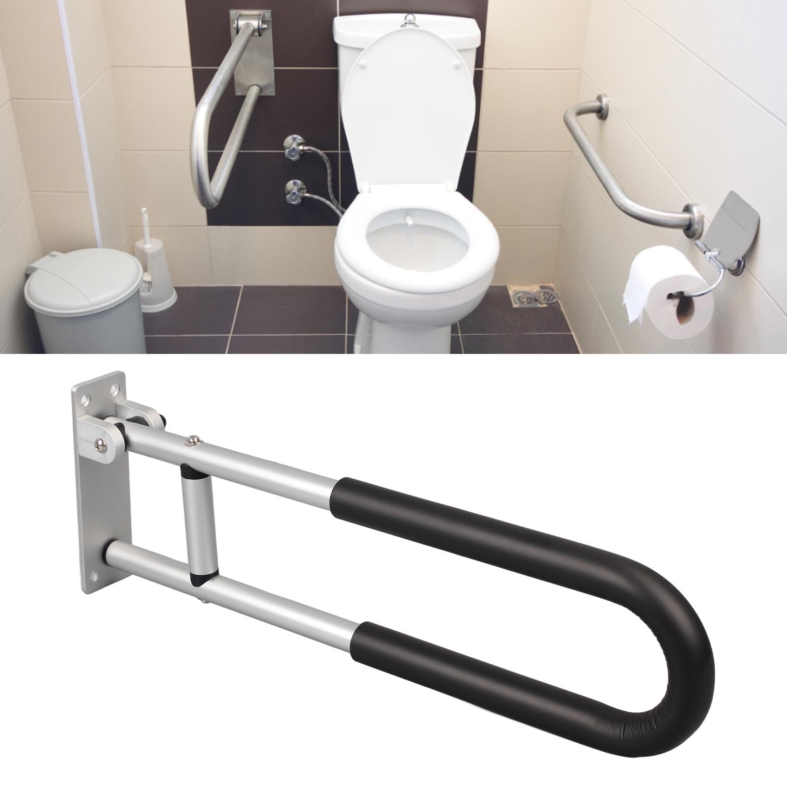 Barras de Agarre Abatibles, Seguridad de Baño de Aluminio Duradera para Personas Mayores y Lesionadas, 23,6 Pulgadas de Largo (YC1215B)