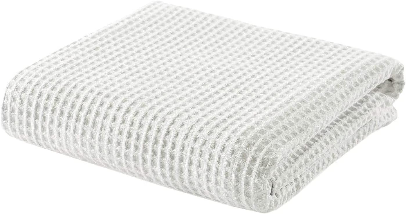 Double Size Waffle Blankets - 100% Cotton Blankets for Double Size Bed - Waffle Weave Fall Throw Blankets for All-Season - Soft Lightweight Thermal Woven Blankets - 80x90 Inches, White