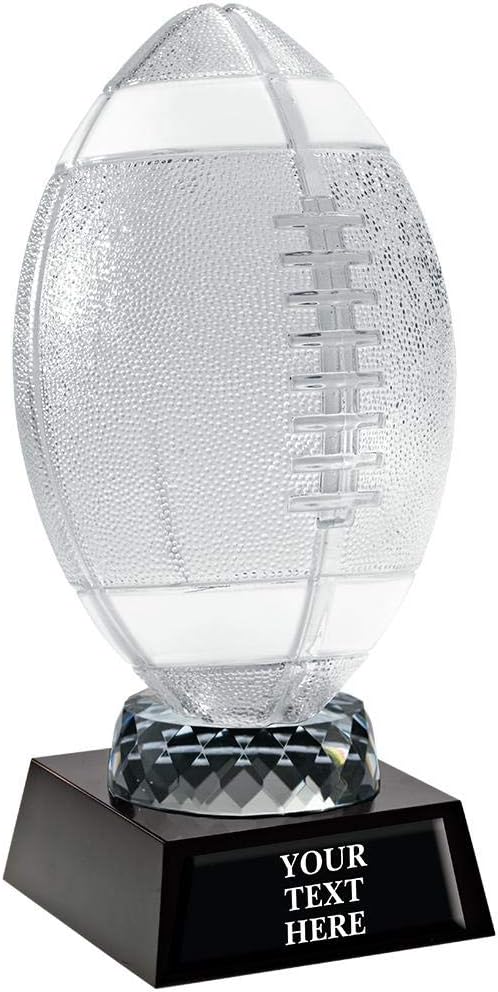 Crown Awards Fantasy Football Trophies, 12" Crystal Football Trophy, Individually Crafted Prime