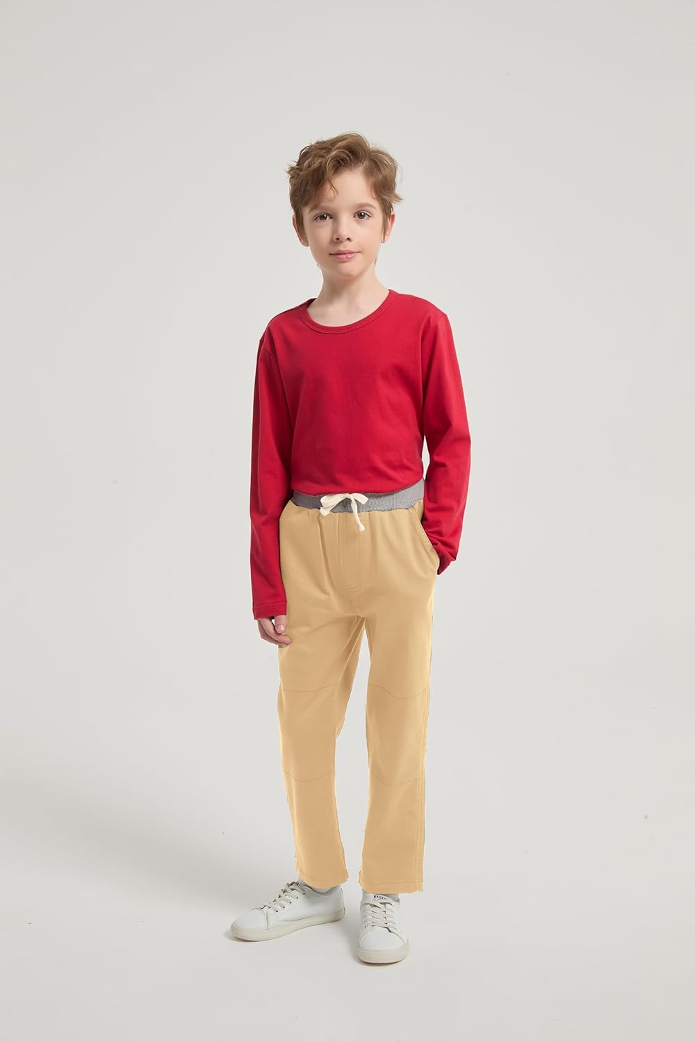 Boys School Uniform Jogger Pants Kids Stretch Drawstring Joggers with Pockets Toddler Pull-on Pants(2-12Years) - Image 3