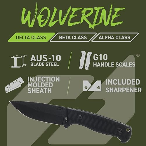 Miniatura 2 de Schrade Delta Class Wolverine - Cuchilla fija con acero inoxidable de alto carbono de 65Mn para supervivencia al aire libre