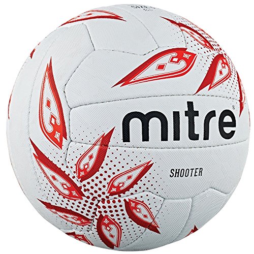 Image of Mitre Shooter Match Netball - White/Red/Grey, Size 4