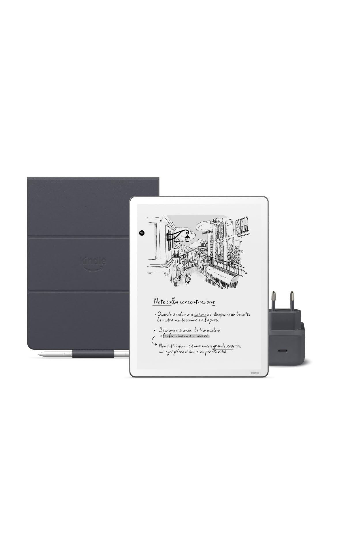 Amazon Kindle Scribe 32 GB (Grafite) + Penna Premium + Custodia | Materiali di origine vegetale (Grafite) + USB-C Caricabatterie