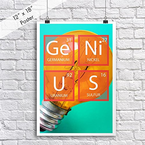 DHDM Genius Periodic Table Poster | 12-Inches by 18-Inches | Inspirational Motivational Classroom | JSC805