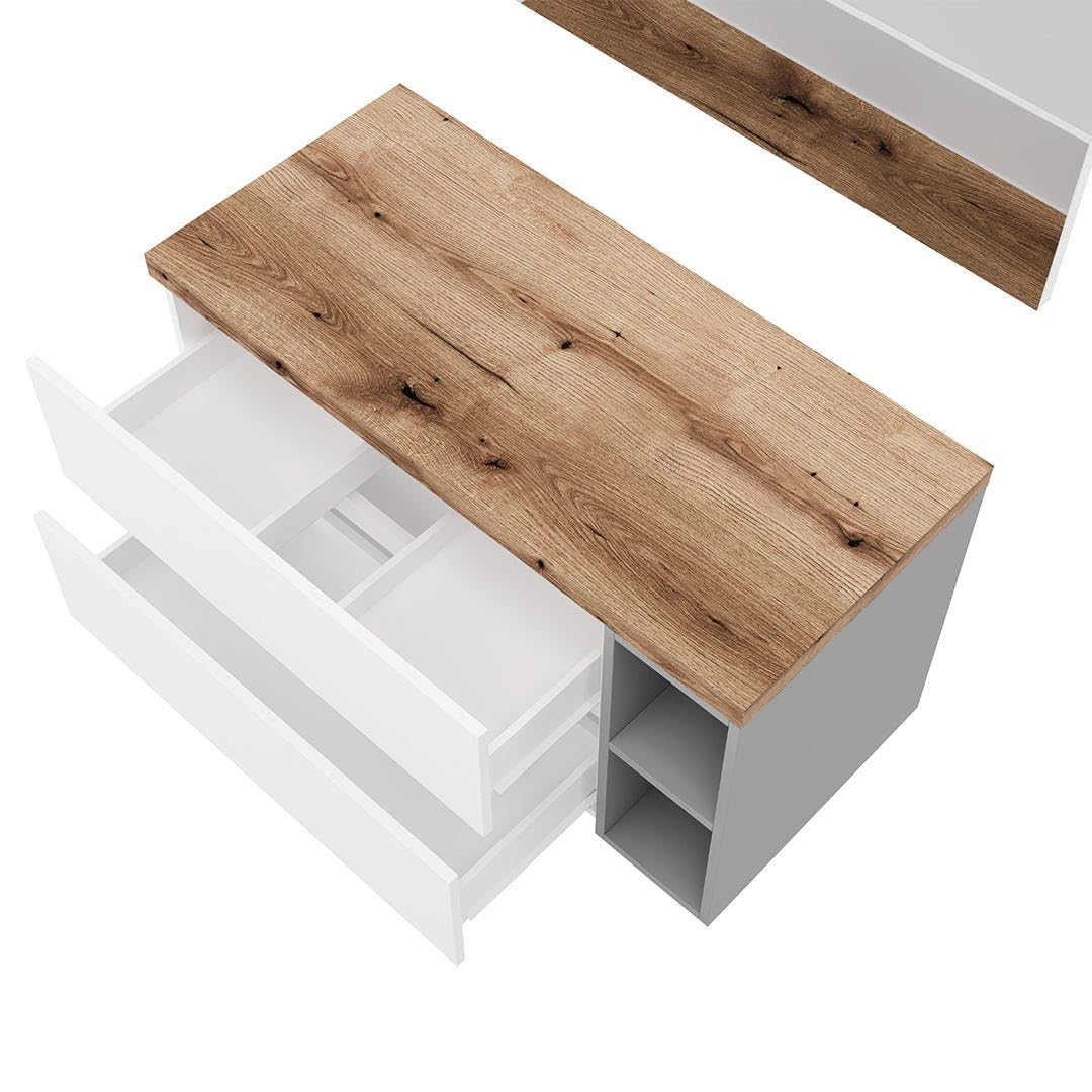 Kiamami Valentina Mobile Bagno Sospeso 100 Cm Bianco Nizza con Specchio