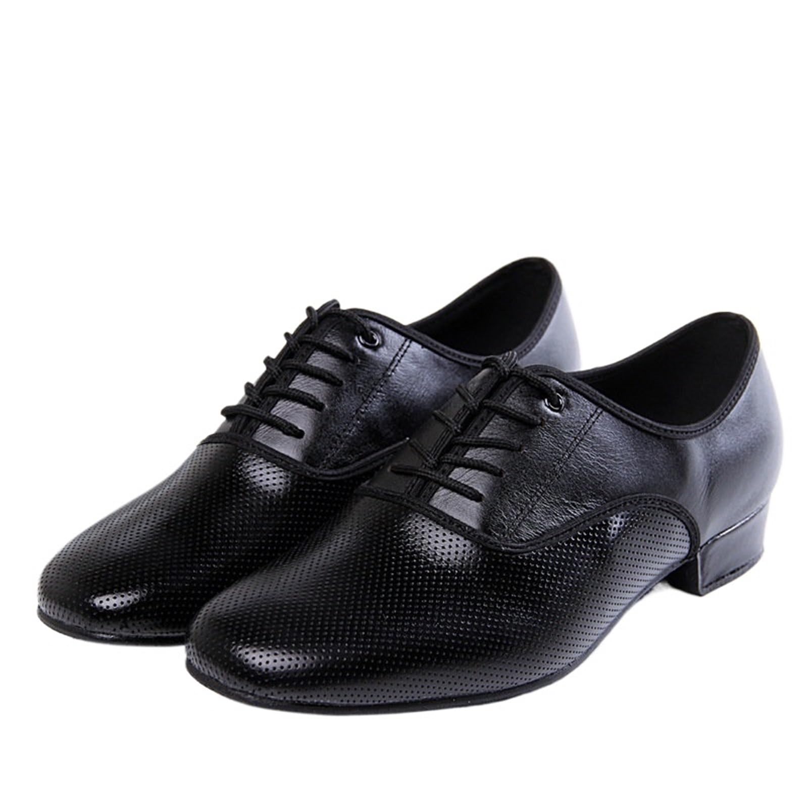 Tanzschuhe Herren Herren Standard-Tanzschuh, Ballsaal-Schuh, professionelles Echtleder, lateinamerikanische Tanzschuhe, Übungswettbewerb(Black Rubber Bottom,45)