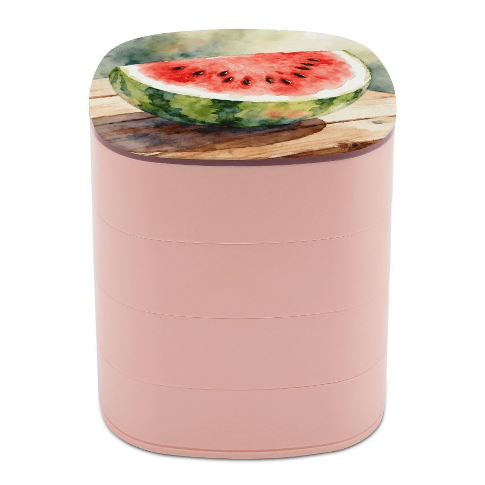 VstaDank 360° Rotating Watermelon Jewelry Box, Multi-Layer Large Capacity Jewelry Organizer for Earrings Necklaces Rings, Dustproof Desktop Storage Case for Women