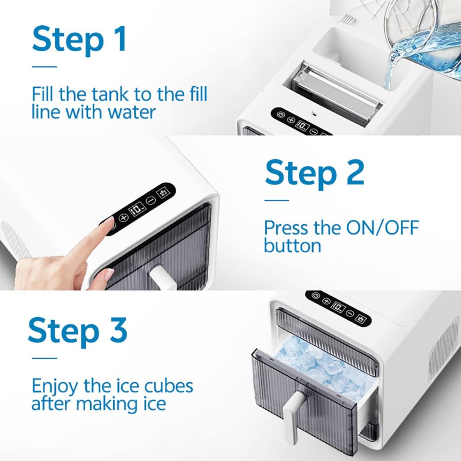 Encimera para hacer hielo con 5 moldes para bolas de hielo, máquina de hielo compacta de 1,5 l, autolimpiante, perfecta para el hogar, bar, encimera de cocina, RV, apartamento, camping white