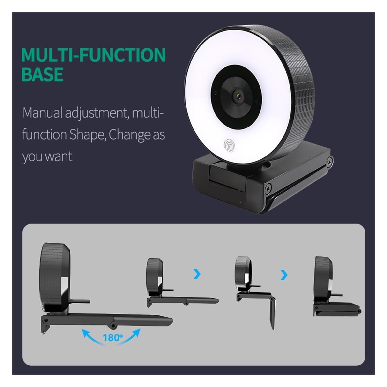 FHD 1080P a Fuoco Fisso Live Streaming Webcam con Dual Ring Light 30FPS USB Treppiede Web Camera for PC Laptop for conferenze