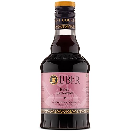Liber & Co. Real Grenadine (12.7 oz) - Craft Cocktail Mixer with 65% Cold-Pressed Pomegranate Juice & Orange Blossom Water - Essential for Tequila Sunrise, Shirley Temples & Classic Cocktails - 12.7 Fl Oz (Pack of 1)