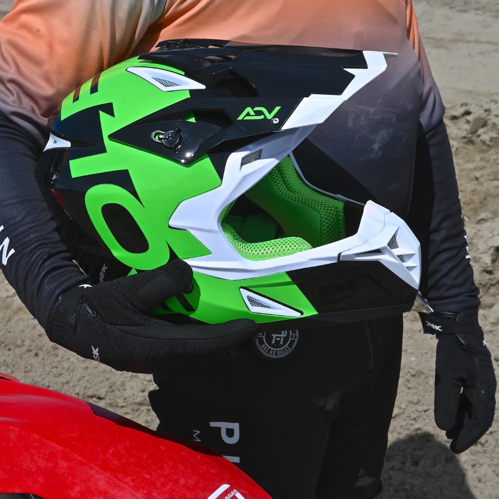 EOLE Casque Cross Advance Vert et Noir - Homologué ECE R 22.06 - L (59-60cm) - Coque ABS