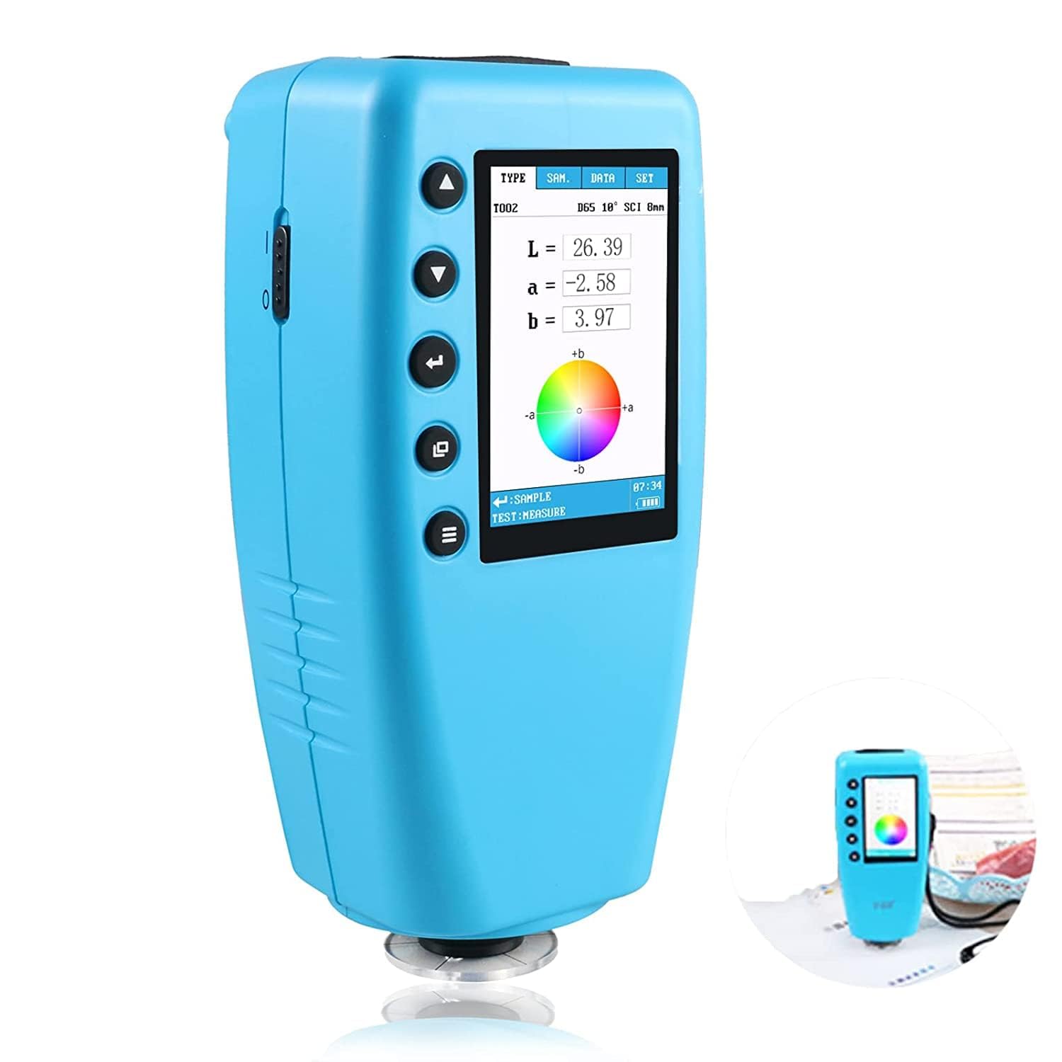 Handheld Colorimeter - Precise Portable Color Analyzer Digital Color Reader with 8mm Aperture and True -Color Display Tester Kit Lab Colorimeter Color Difference Meter Tester for Multi-Purpose
