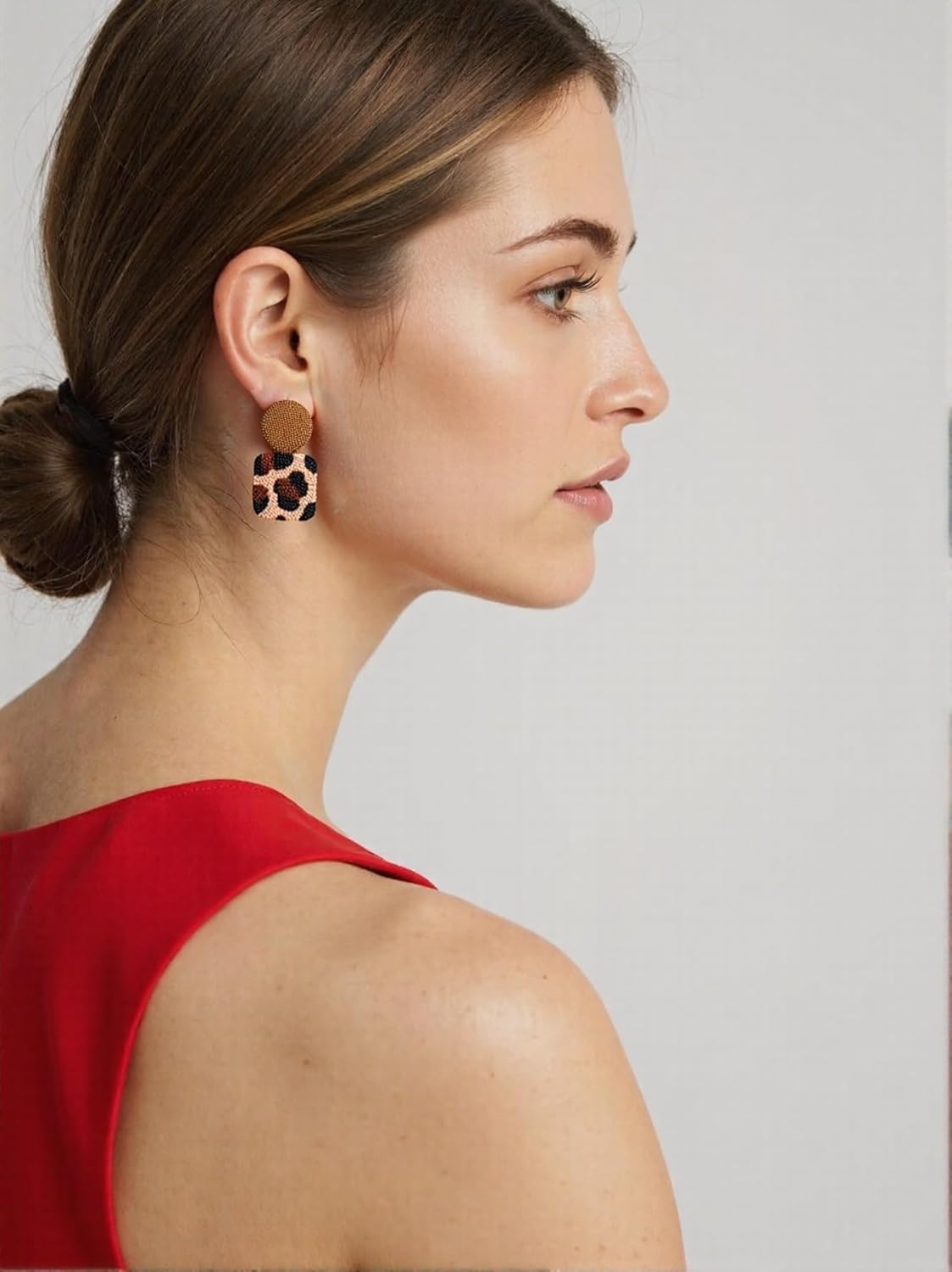 Leopard Earrings For Women Trendy Big Acrylic Clay Fashion Cheetah Print Accessories - Image 8