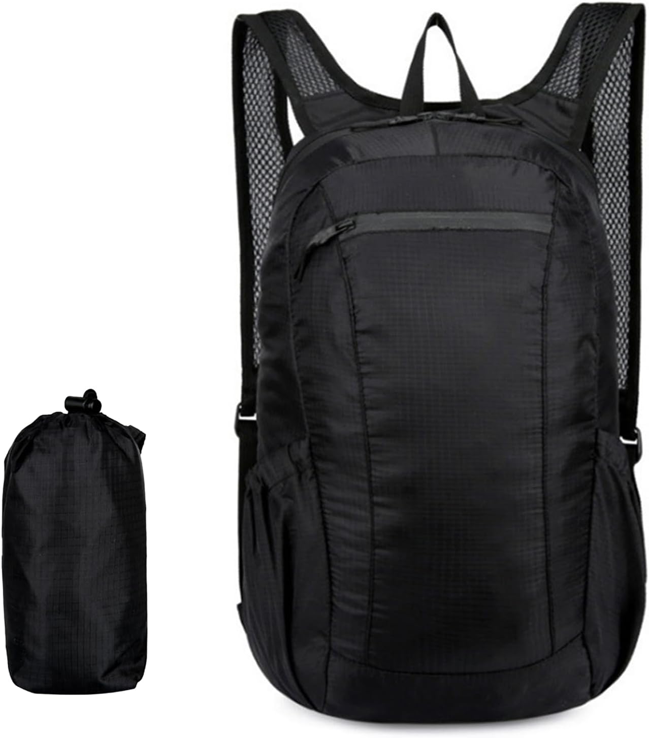 KSVFTB Foldable Backpack, Small Rucksack Women And Men, Multi-Functional Lightweight Backpack, Packable Waterproof Backpack, Small Backpack For Camping, Hiking, Travel (Black)