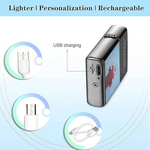 Miniatura 4 de Encendedor de arco eléctrico personalizado, recargable por USB personalizado con nombre, fechamensaje grabado, perfecto para padre, novio u