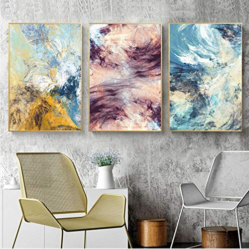 Impression toile moderne triptyque lignes colorées 60x90cm