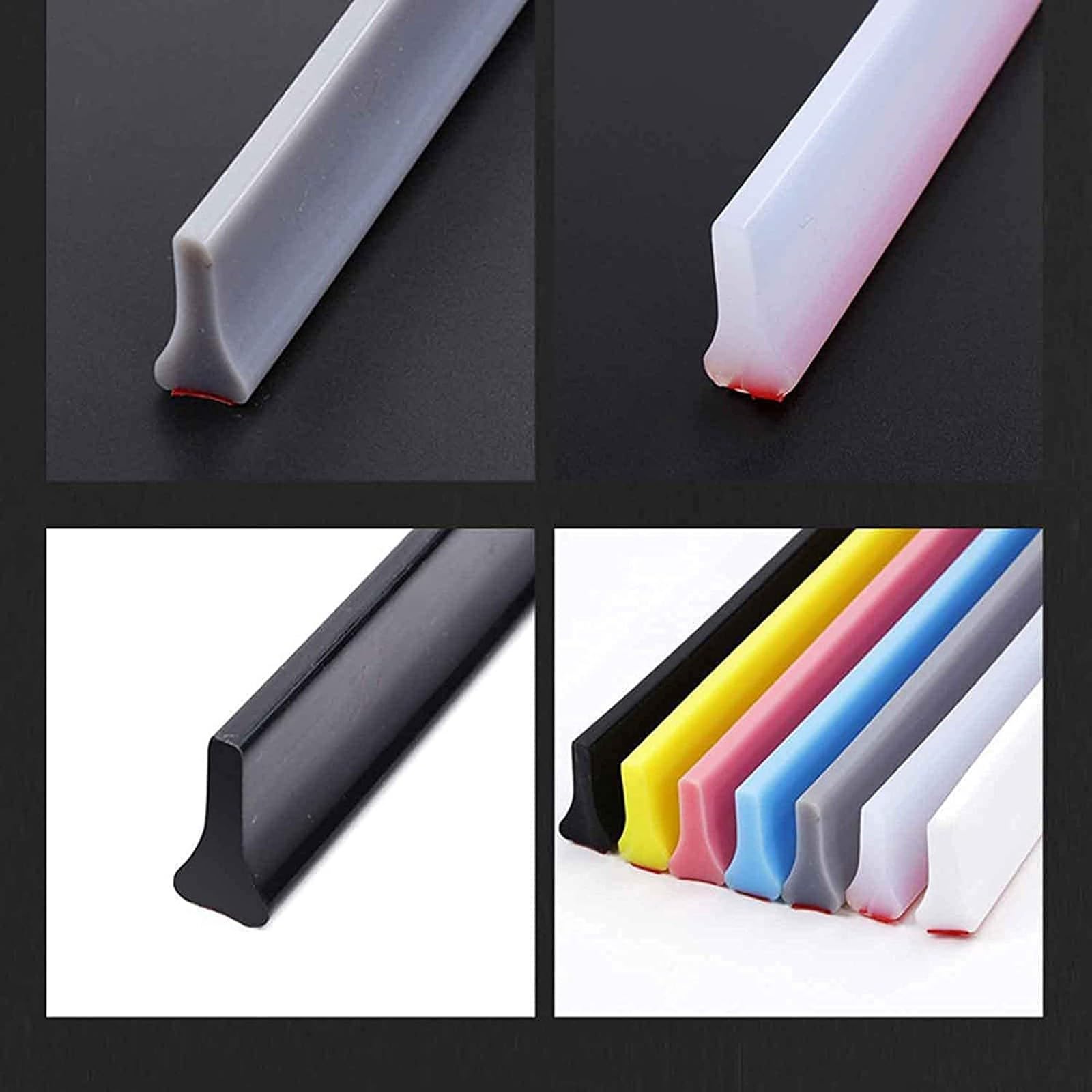 Striscia di Tenuta per Piatto Doccia in TPE, Guarnizione per Pavimento del Bagno, barriera d'Acqua in Silicone per soglia Doccia Black,500cm