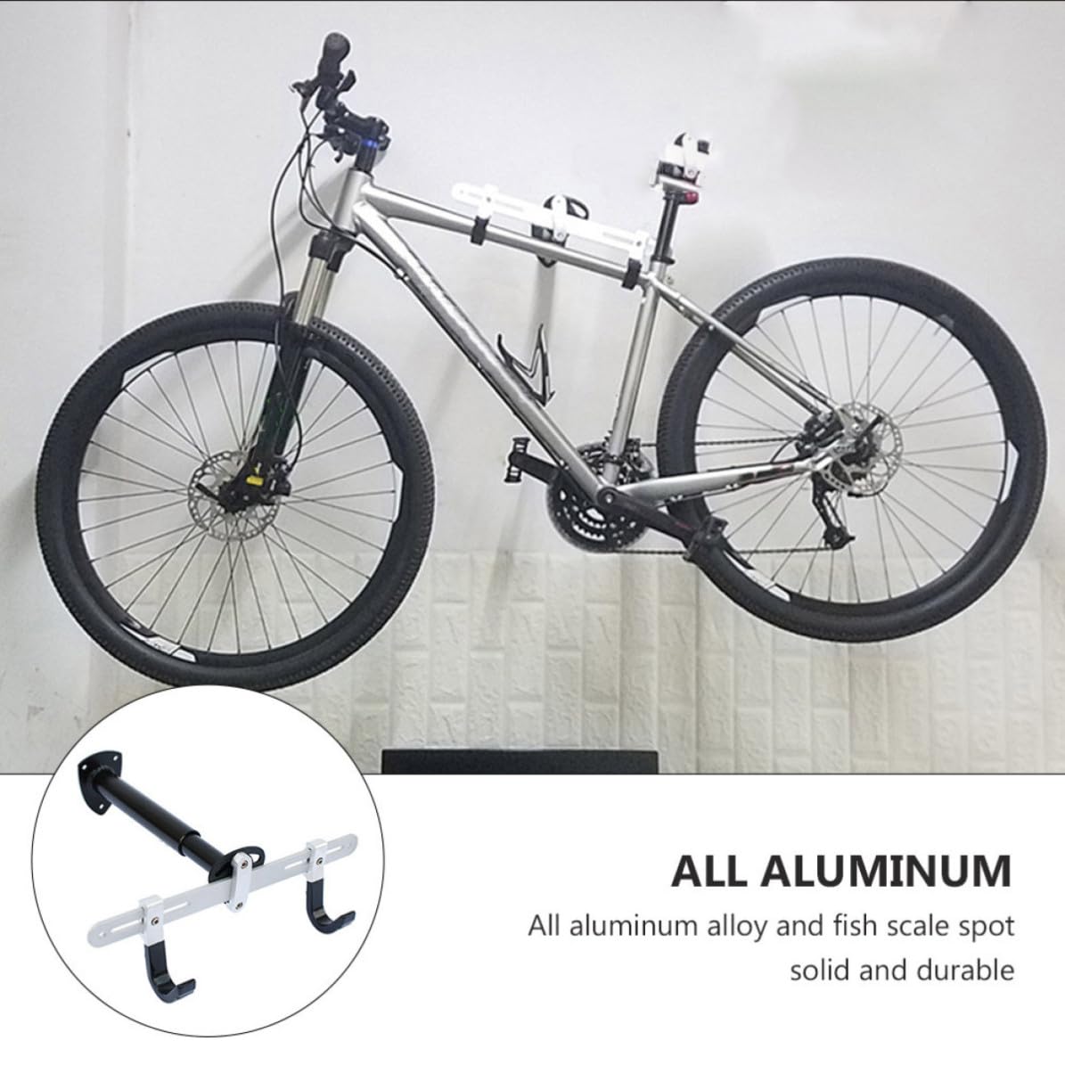Soporte para Bicicleta Ajustable de Pared en Aleación de Aluminio Negro