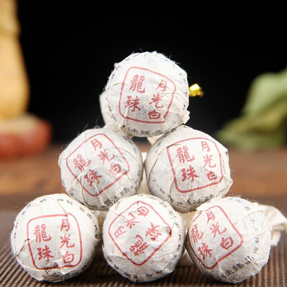 Perle Di Tè Pu'er Bianco Dall'aroma Leggero Tè Puer Naturale E Biologico Fatto a Mano in Cina Tee PuErh Bollito Senza Additivi Tea Puer Sfuso in Palline (250g)