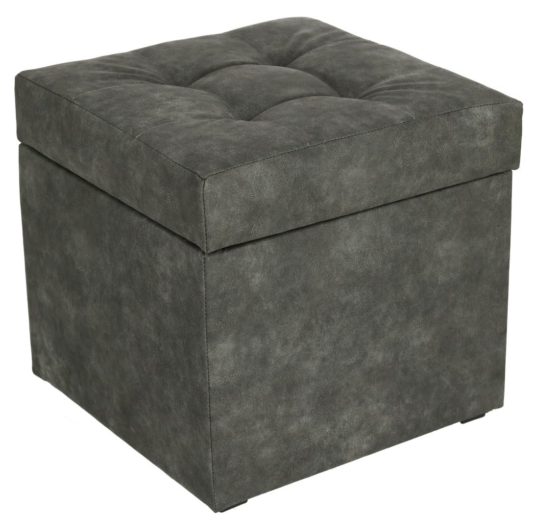 MG Design Storage Bench Ottoman – Solid Wood Frame, Upholstered Seat, Lift-Top Compartment – 18 x 18 in (45 x 45 cm) – Supports up to 300 kg
