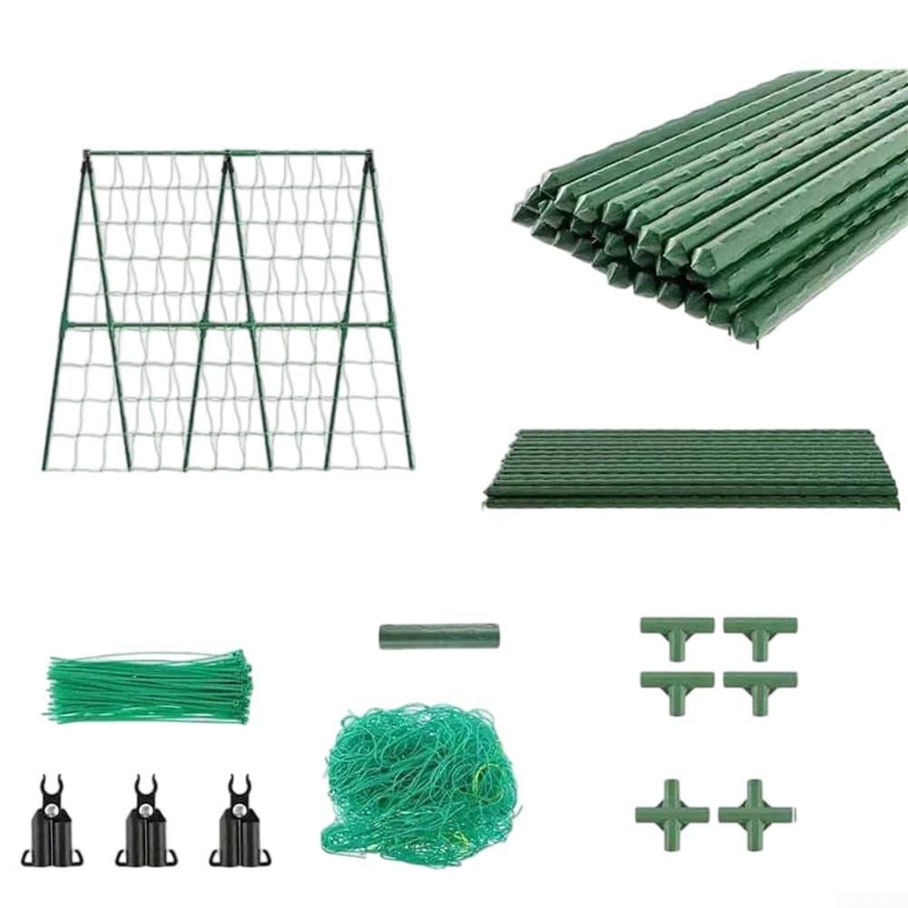 Treillis de jardin réglable en hauteur, support en acier robuste pour plantes grimpantes, légumes, fleurs, cadre de support pliable en forme de A, 80-160 cm, vert (80 x 80 cm)