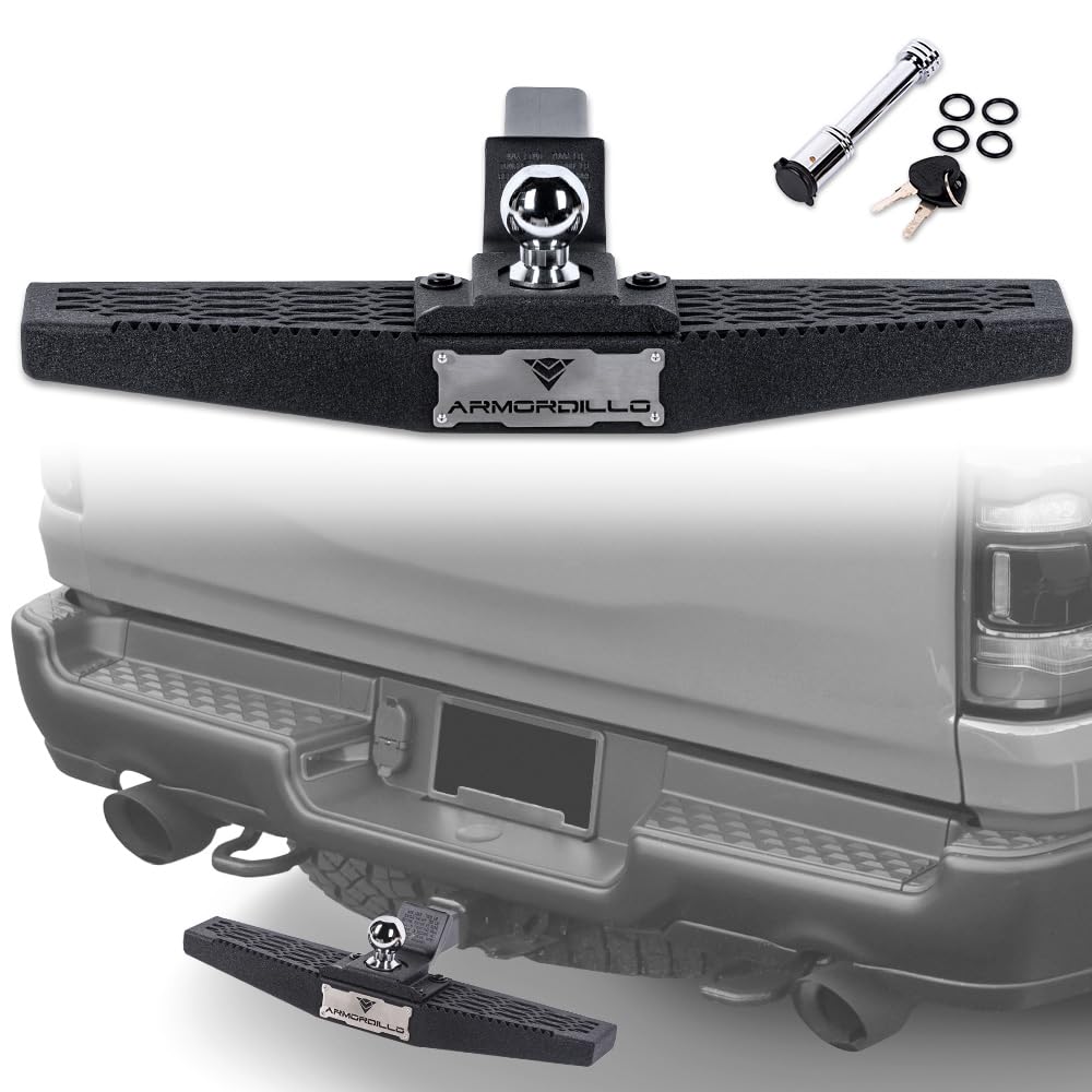 Armordillo 2" Drop Rear Hitch Step with 2" Ball Mount for 2" Reveiver|Universal|8740460|Textured Black