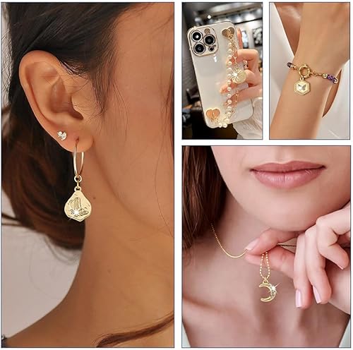 Miniatura 7 de Mega Pet 36 dijes de aleación de diamantes de imitación chapados en oro, diamantes de imitación de metal con formas mixtas, mariposa, luna, flor,