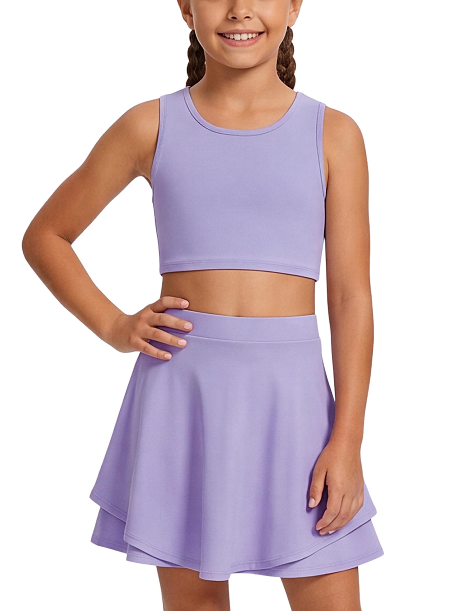 IWEMEK Tennisrock-Set für Mädchen, gerüschter Skort mit integrierten Shorts