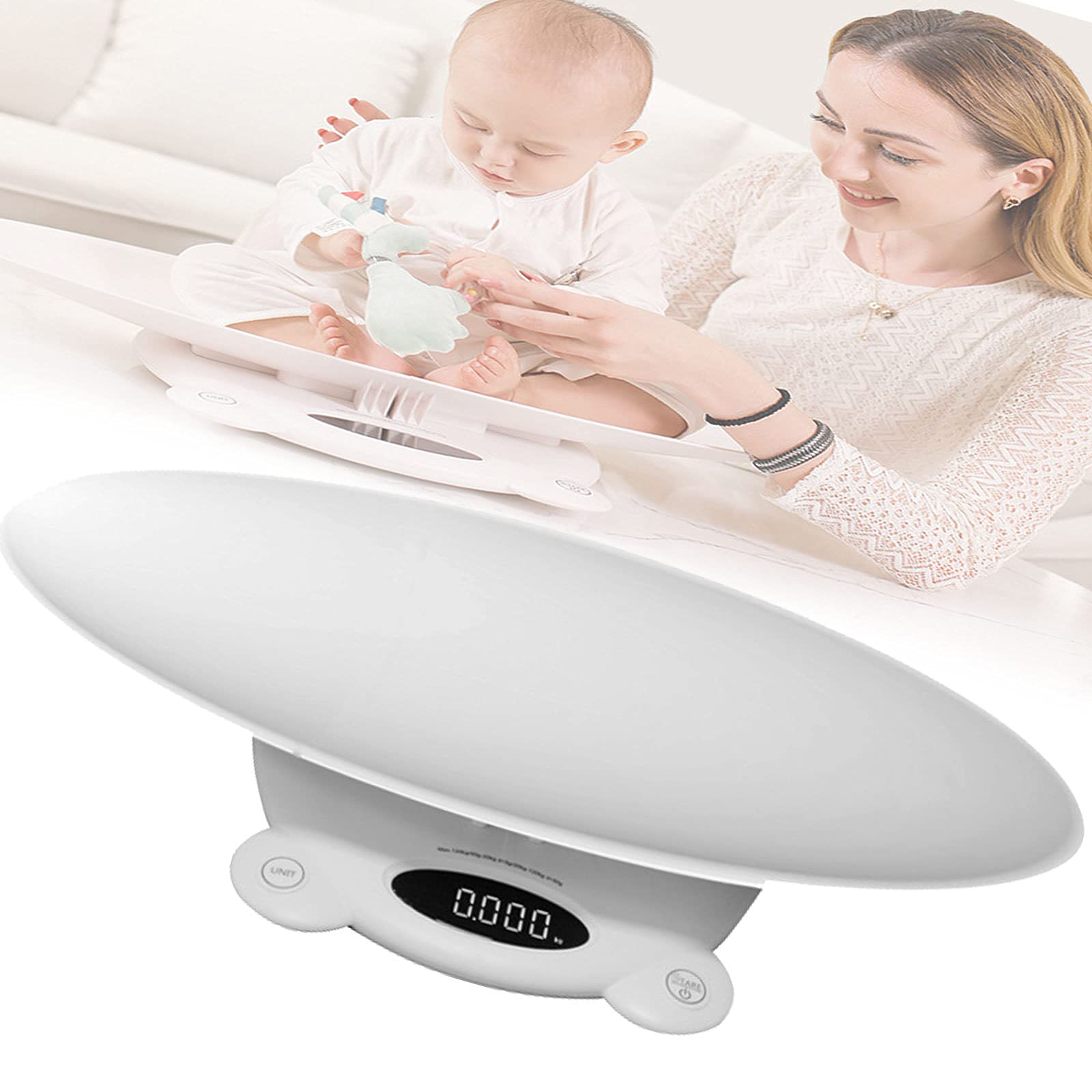 Bilancia Neonato,Bilancia Elettronica Pesa Bambini,Bilancia per Animali,con Display Digitale LCD Bilancia Pesa Neonato Spegnimento Automatico E Tara Bianco.
