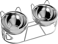 Vista 1 de Elevated Cat Bowls Food and Water Bowl Set for Travel Small Dogs Indoor Cats