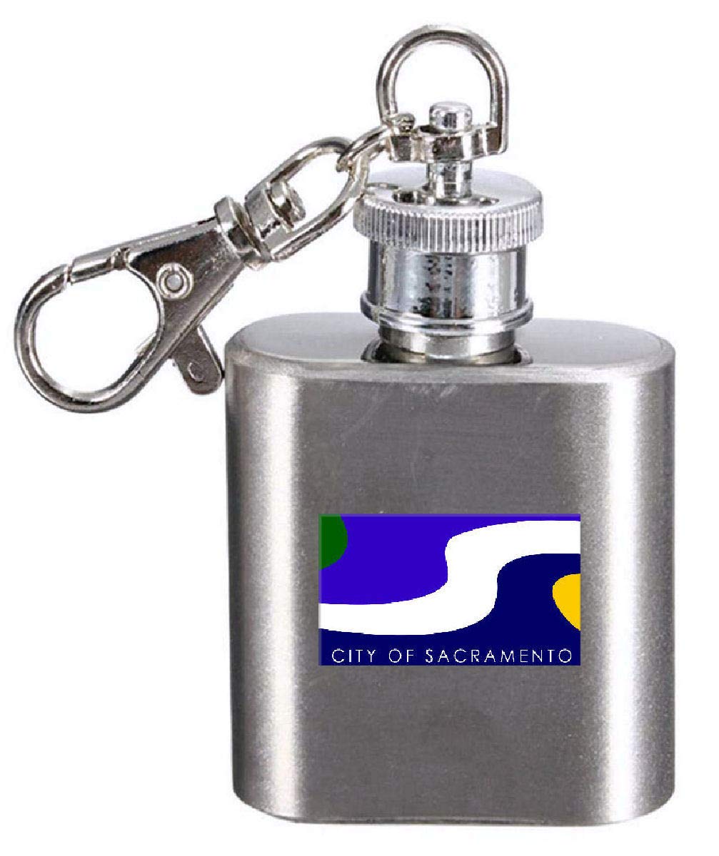 Flasque porte-clés USA Sacramento en acier gravé pour alcool
